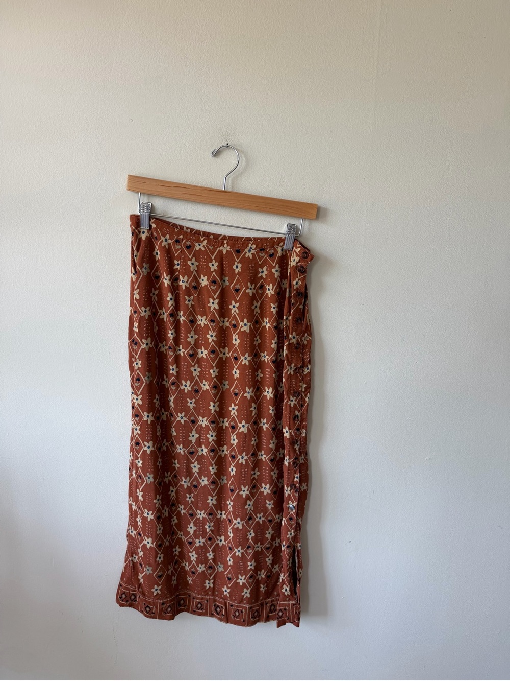 Vintage Sigrid Olsen Embroidered Rust Floral Midi Skirt - Picture 5 of 8